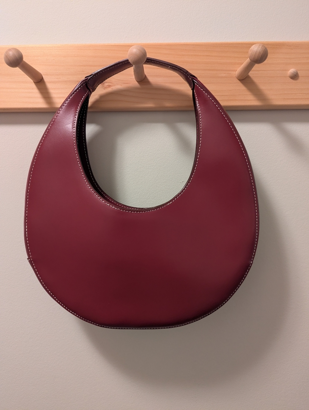 STAUD Crescent Leather Shoulder Bag in Raspberry - Picture 5 of 7